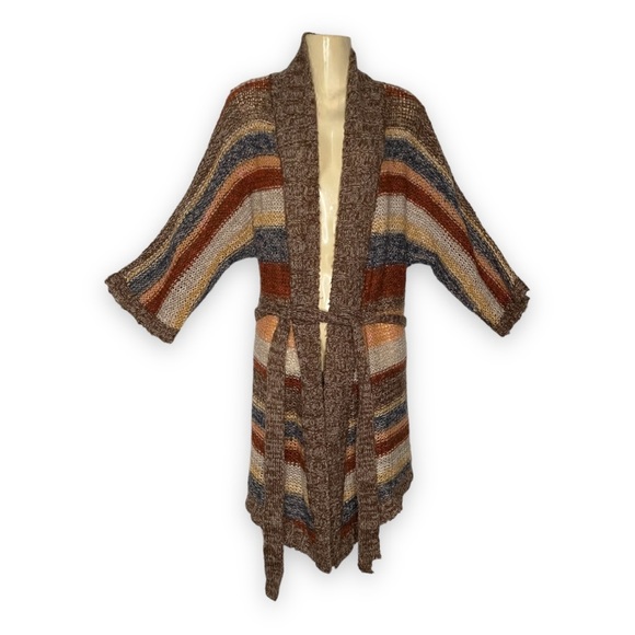 Splendid Belted Cardigan Top Long Line Robe Style Mohair Wool Blend Sweater S - Picture 1 of 5